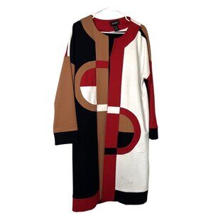 Ashro Women's XL Abstract Color Block Long Sleeve Akello Jacket Coat Dress MCM
